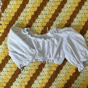 Vintage Peasant Off-Shoulder Crop Top